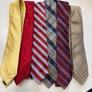 Lot Of 6 Men’s Neckties Ties Michael Kors Jos A Bank & Others EUC